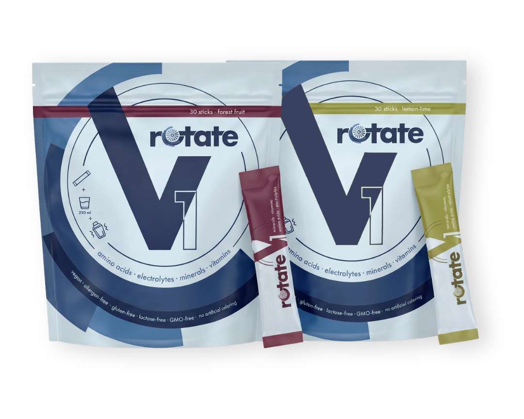 V1 Doppelpack mit Forest Fruit und Lemon Lime Elektrolyte-Getränkepulver, je 30 Sticks