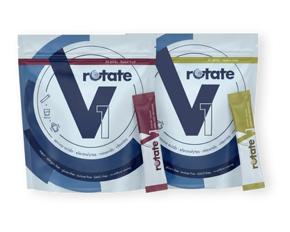 V1 Doppelpack mit Forest Fruit und Lemon Lime Elektrolyte-Getränkepulver, je 30 Sticks